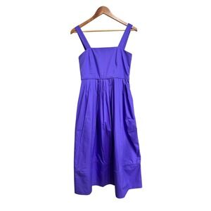 CO women's Purple Cotton Poplin Pleated Midi Dress Womens Small $695